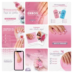 Modelos Canva Nail Design 30 Templates Editáveis + Bônus