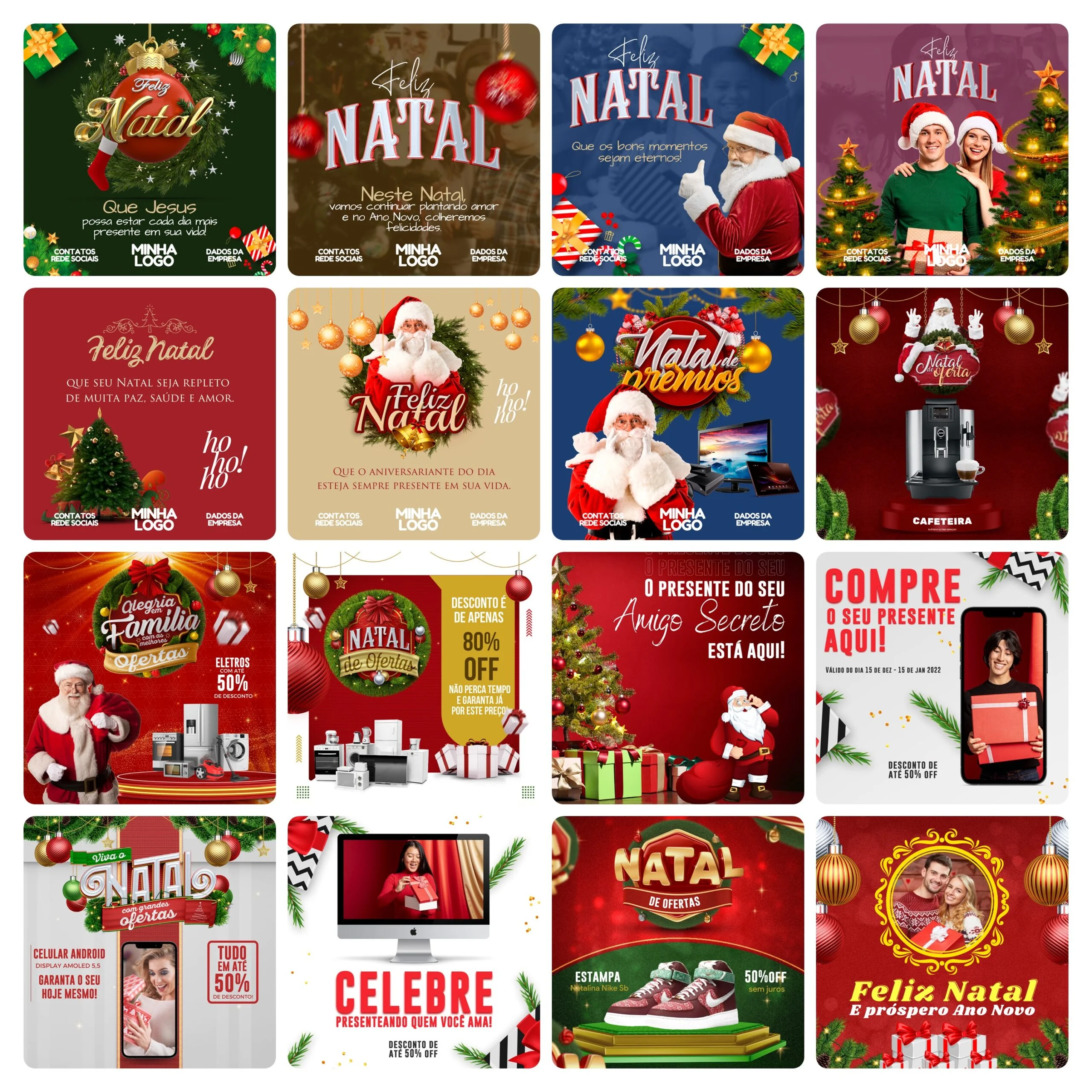 Modelos Canva Natal 108 Templates Editáveis + Bônus 4 Modelos Canva Natal 108 Templates Editáveis + Bônus