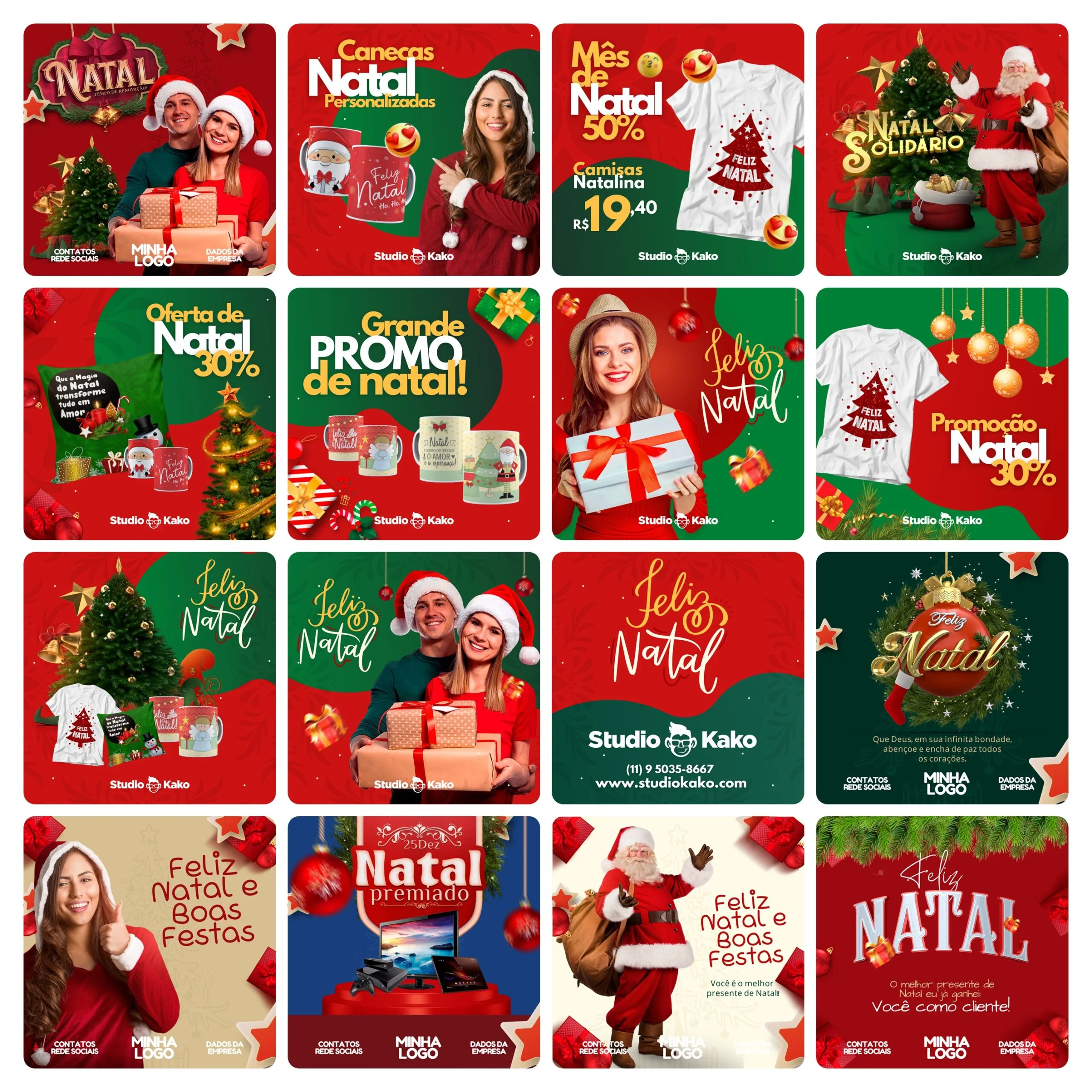 Modelos Canva Natal 108 Templates Editáveis + Bônus 2 Modelos Canva Natal 108 Templates Editáveis + Bônus