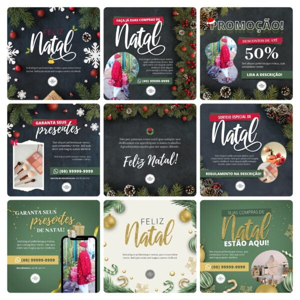 Modelos Canva Natal 2.0 18 Templates Editáveis + 8 Capa Destaques