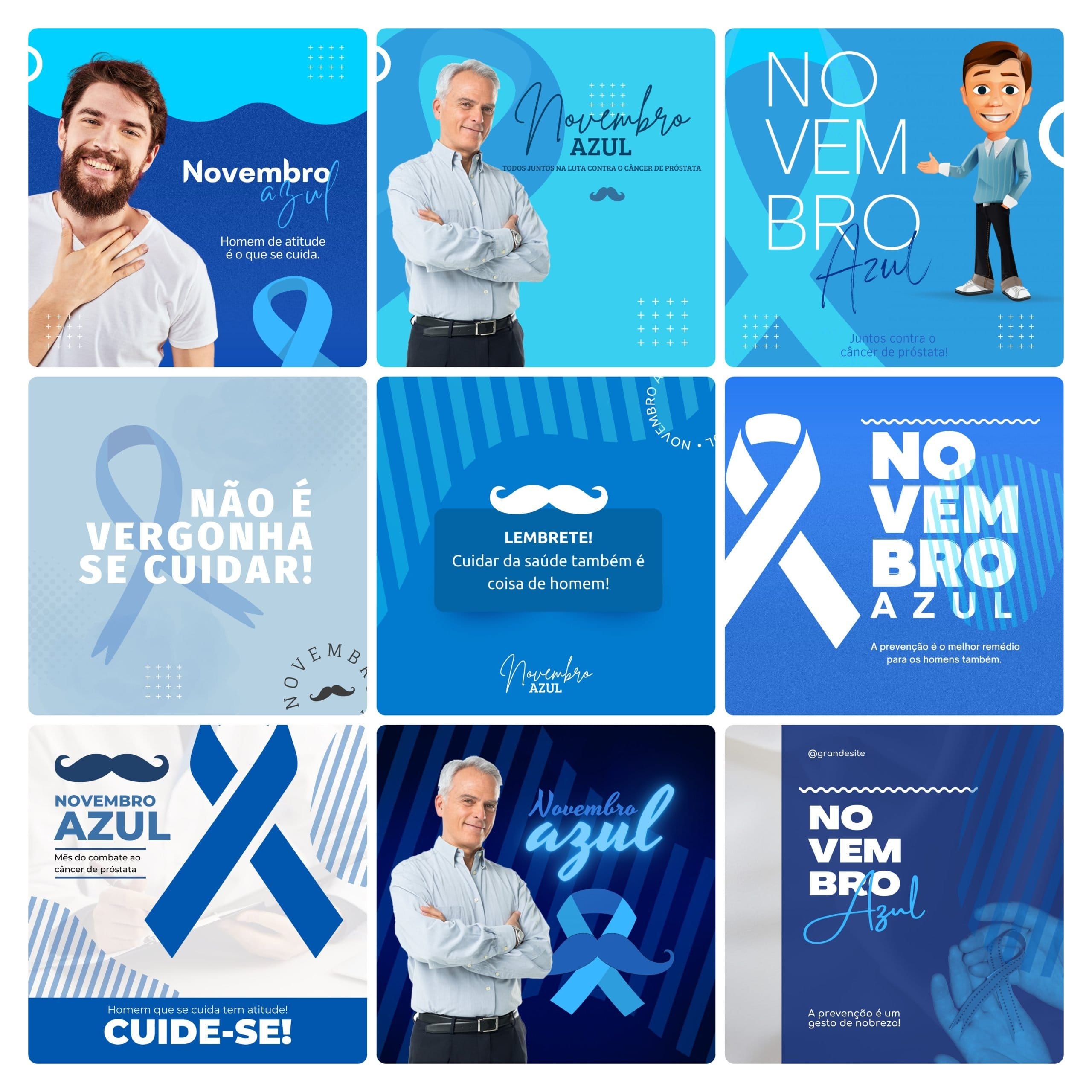 Modelos Canva Novembro Azul 30 Templates Editáveis + Bônus 3 Modelos Canva Novembro Azul 30 Templates Editáveis + Bônus
