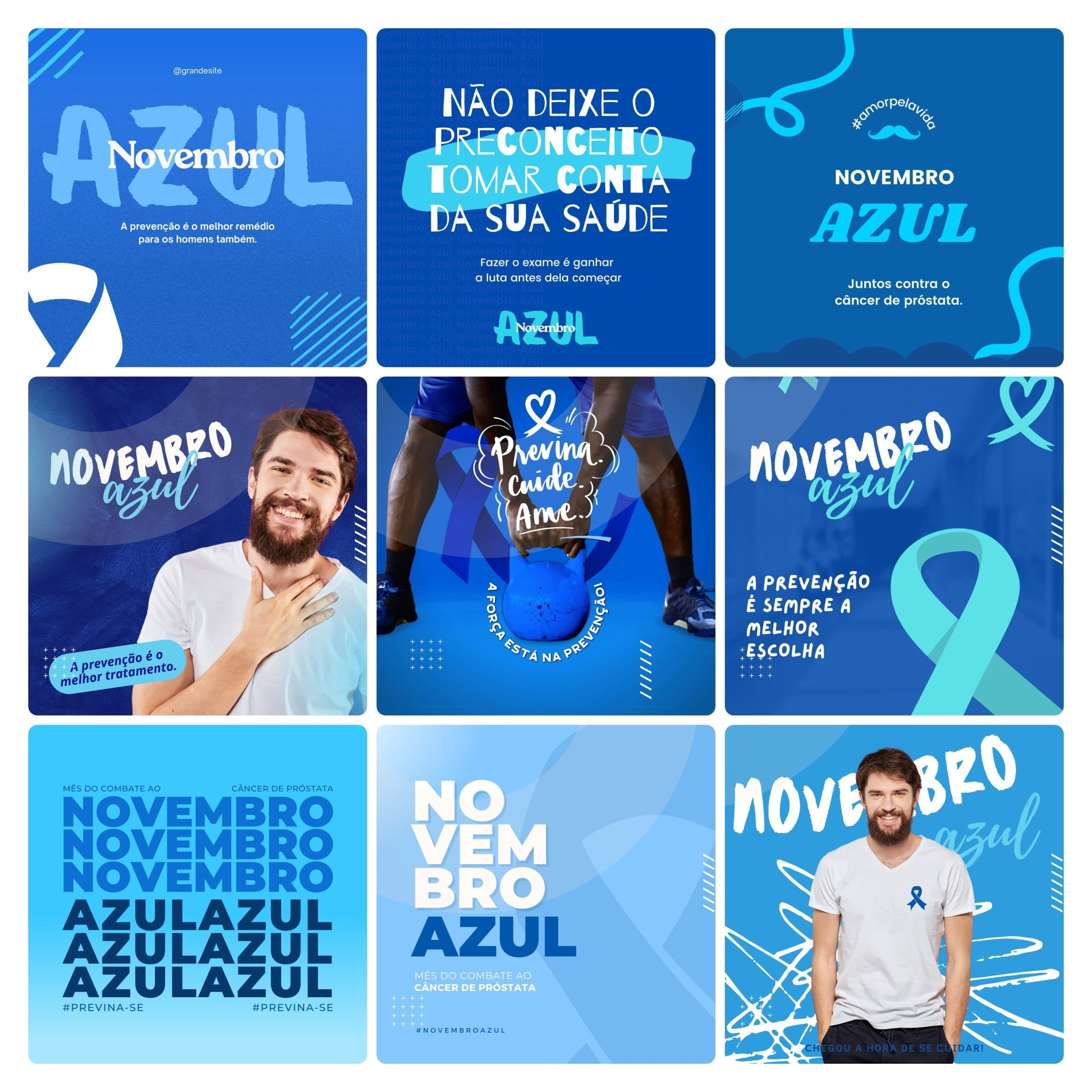 Modelos Canva Novembro Azul 30 Templates Editáveis + Bônus 1 Modelos Canva Novembro Azul 30 Templates Editáveis + Bônus