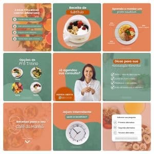 Modelos Canva Nutricionista 100 Templates Editáveis + Bônus