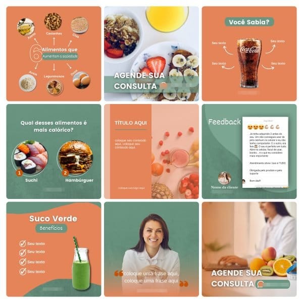 Modelos Canva Nutricionista 100 Templates Editáveis + Bônus