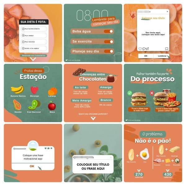 Modelos Canva Nutricionista 100 Templates Editáveis + Bônus
