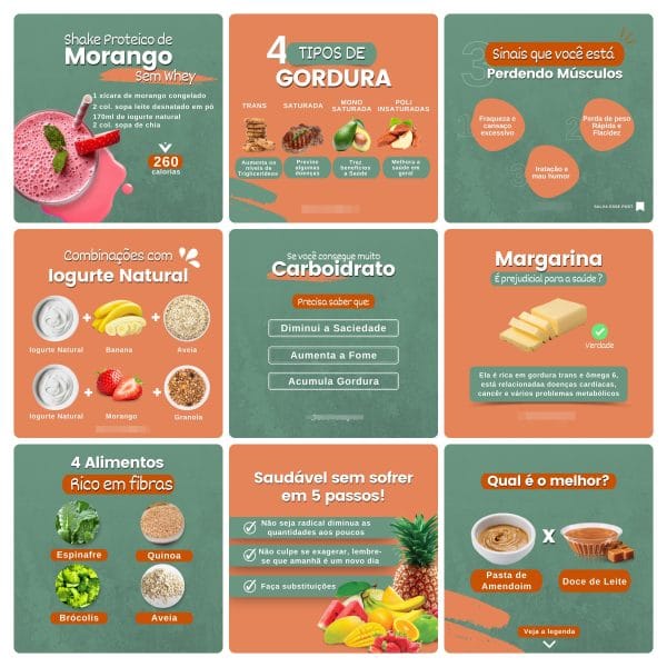 Modelos Canva Nutricionista 100 Templates Editáveis + Bônus