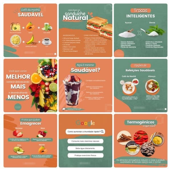 Modelos Canva Nutricionista 100 Templates Editáveis + Bônus