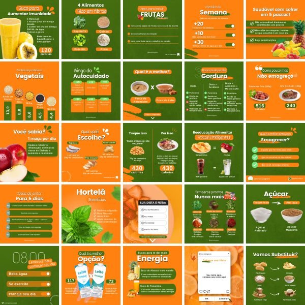 Modelos Canva Nutricionista Nutrição 2.0 50 Templates Editáveis + Bônus