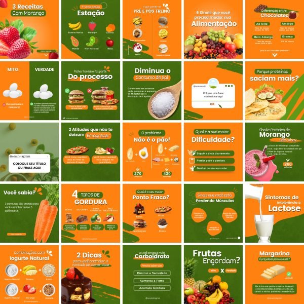 Modelos Canva Nutricionista Nutrição 2.0 50 Templates Editáveis + Bônus