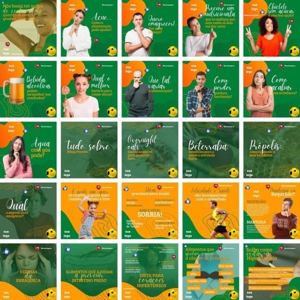 Modelos Canva Nutricionista Nutrição 200 Templates Editáveis + Bônus
