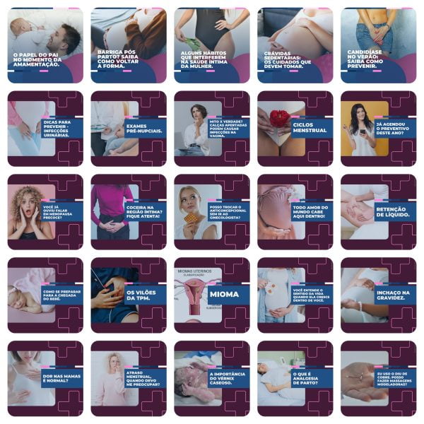 Modelos Canva Obstetrícia Ginecologista 200 Templates Editáveis + Legendas