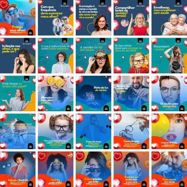 Modelos Canva Óticas Oftalmologista 340 Templates Editáveis + Bônus