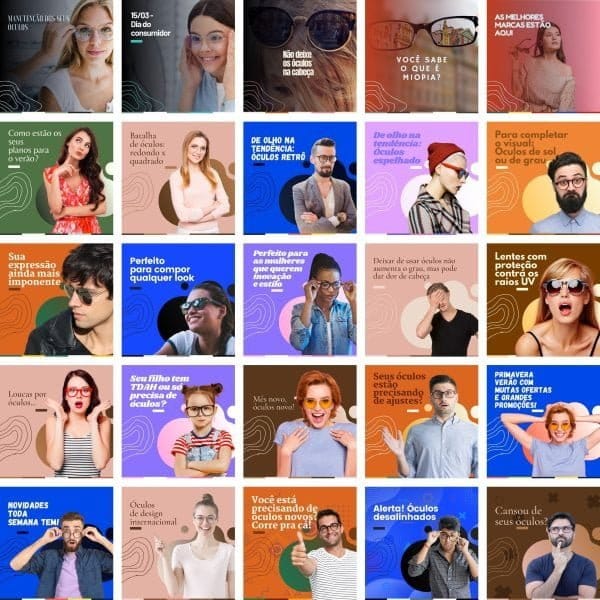 Modelos Canva Óticas Oftalmologista 340 Templates Editáveis + Bônus