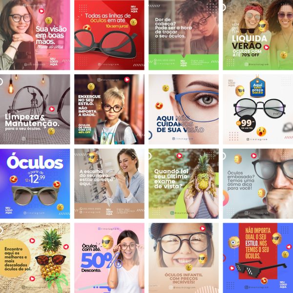 Modelos Canva Óticas Oftalmologista 44 Templates Editáveis + Bônus