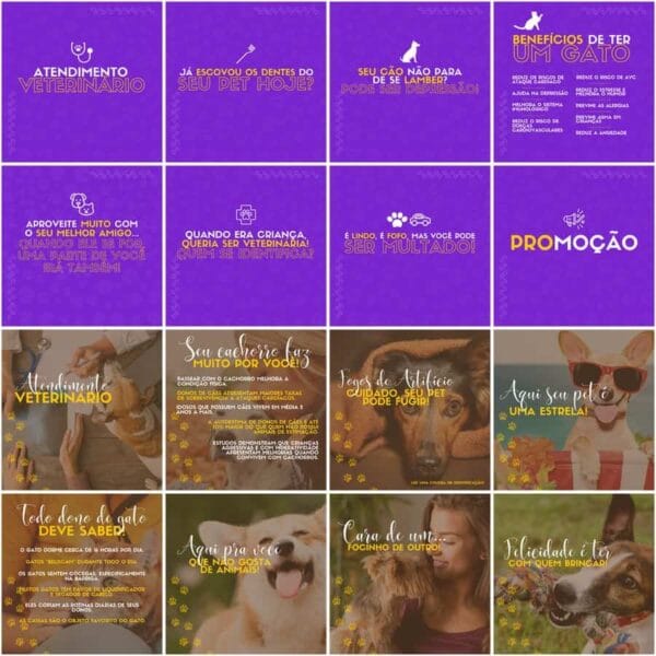 Modelos Canva Pet Shop 200 Templates Editáveis + Legendas