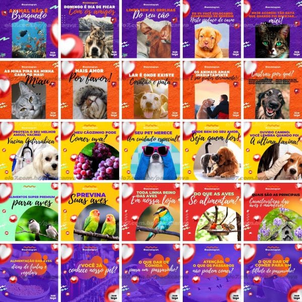 Modelos Canva Pet Shop Petshop 100 Templates Editáveis + Bônus