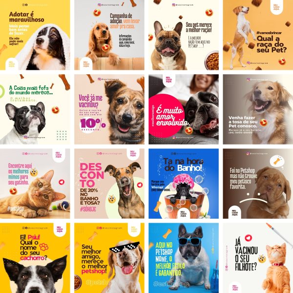 Modelos Canva pet Shop Petshop 39 Templates Editáveis + Bônus