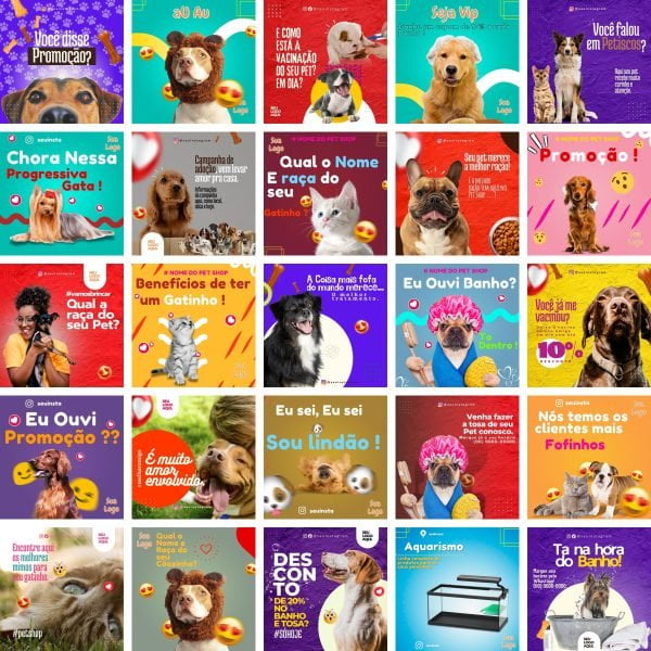 Modelos Canva Petshop Pet Shop 360 Templates Editáveis + Bônus