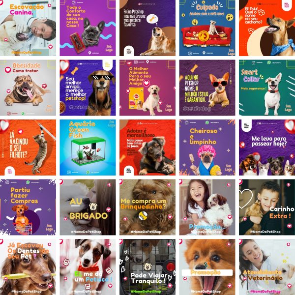 Modelos Canva Petshop Pet Shop 360 Templates Editáveis + Bônus