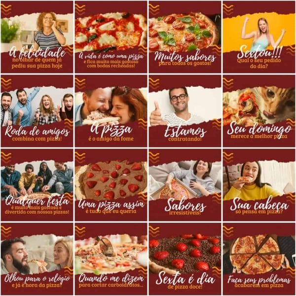 Modelos Canva Pizzaria Pizza 200 Templates Editáveis + Legendas