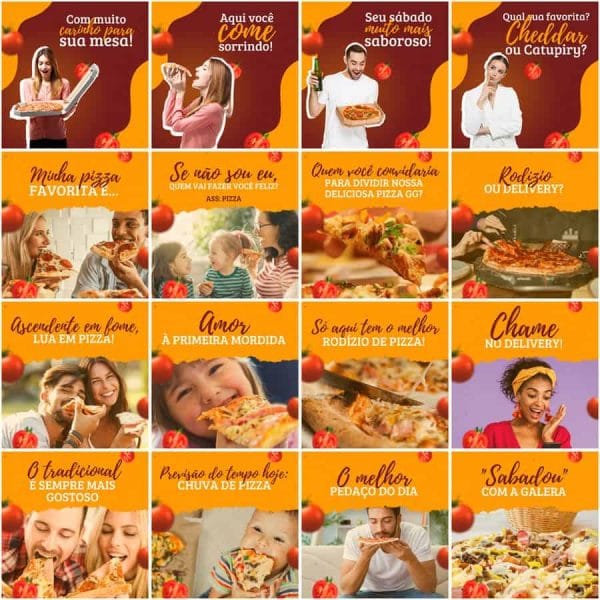 Modelos Canva Pizzaria Pizza 200 Templates Editáveis + Legendas