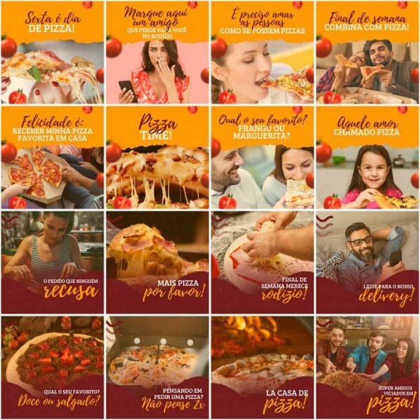 Modelos Canva Pizzaria Pizza 200 Templates Editáveis + Legendas