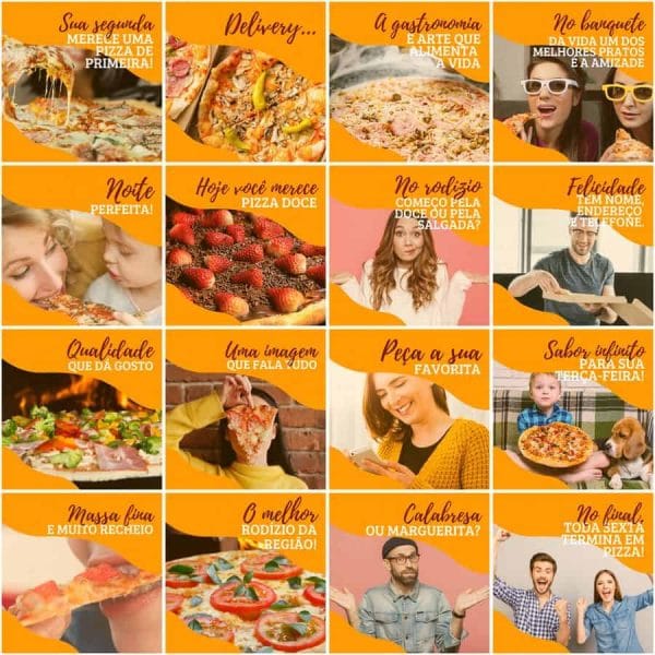 Modelos Canva Pizzaria Pizza 200 Templates Editáveis + Legendas