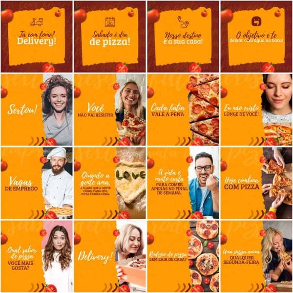Modelos Canva Pizzaria Pizza 200 Templates Editáveis + Legendas