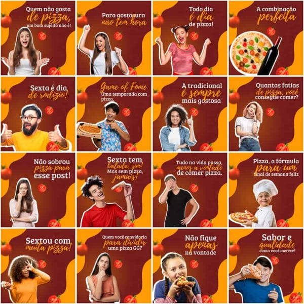 Modelos Canva Pizzaria Pizza 200 Templates Editáveis + Legendas