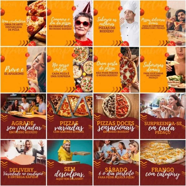 Modelos Canva Pizzaria Pizza 200 Templates Editáveis + Legendas
