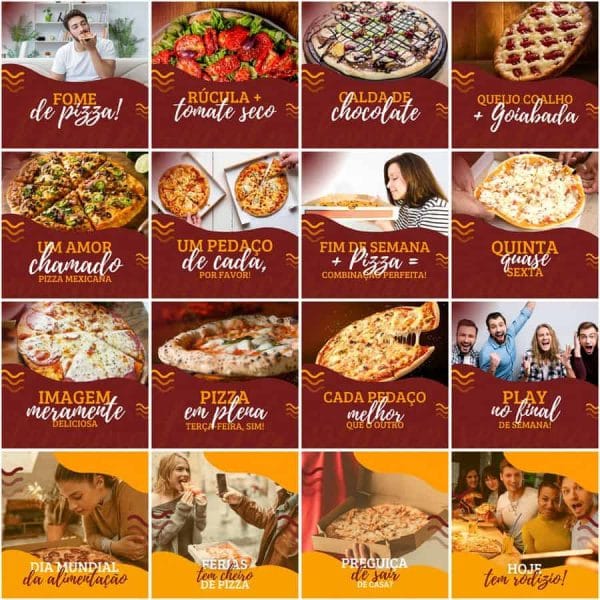 Modelos Canva Pizzaria Pizza 200 Templates Editáveis + Legendas