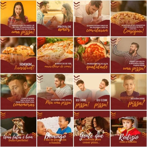 Modelos Canva Pizzaria Pizza 200 Templates Editáveis + Legendas