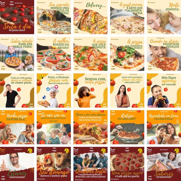 Modelos Canva Pizzaria Pizza 400 Templates Editáveis + Bônus