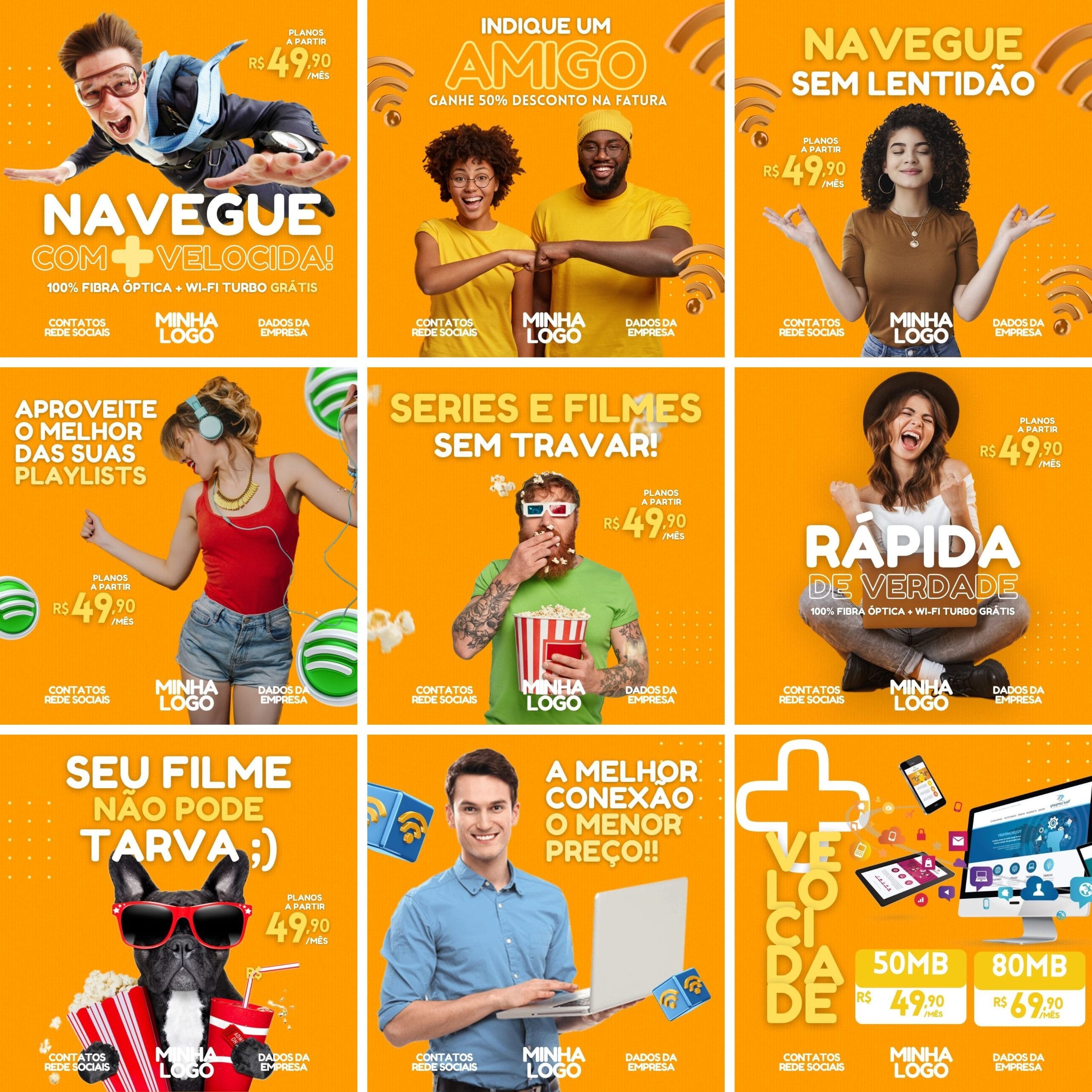 Modelos Canva Provedor de Internet 28 Templates Editáveis + Bônus 1 Modelos Canva Provedor de Internet 28 Templates Editáveis + Bônus