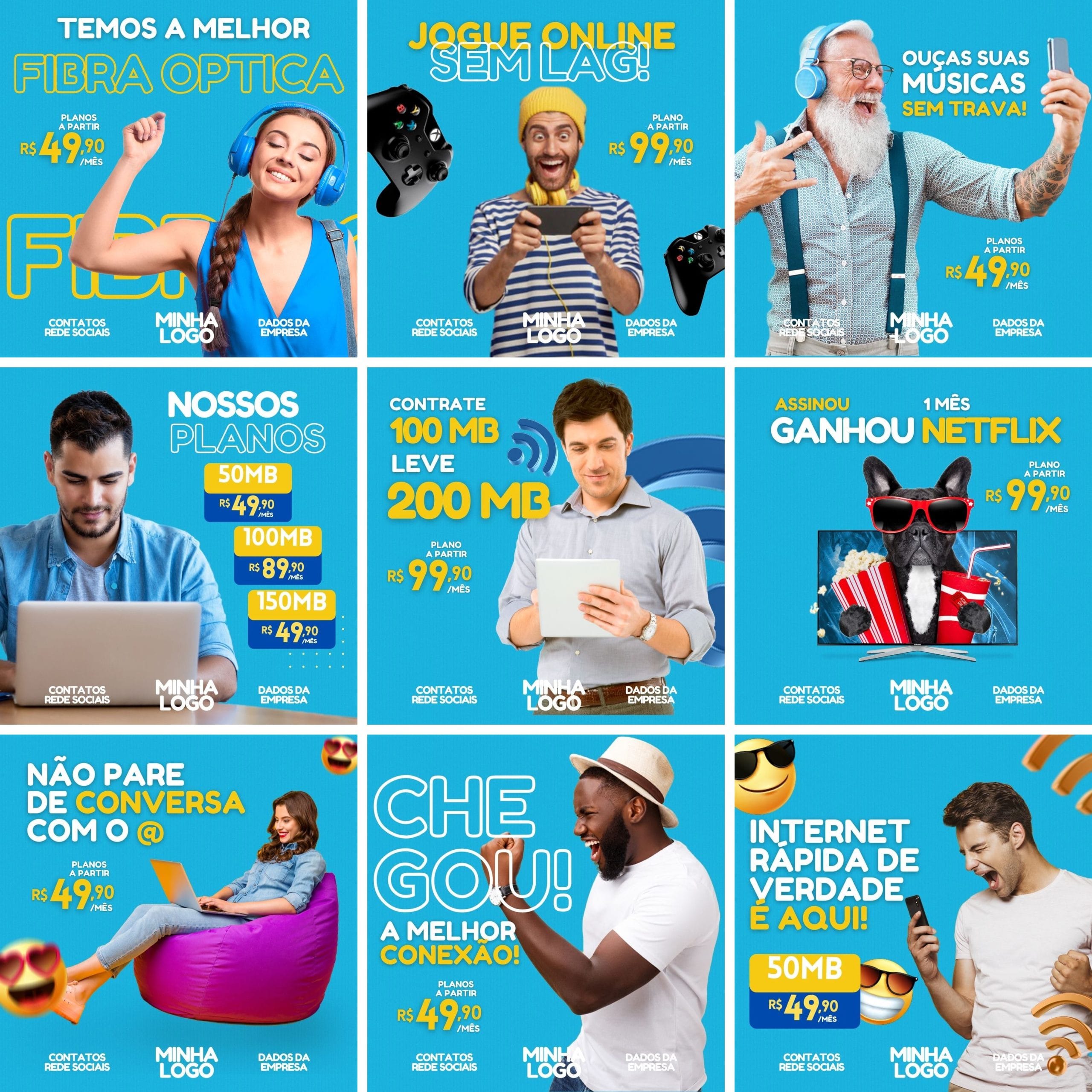 Modelos Canva Provedor de Internet 28 Templates Editáveis + Bônus 3 Modelos Canva Provedor de Internet 28 Templates Editáveis + Bônus