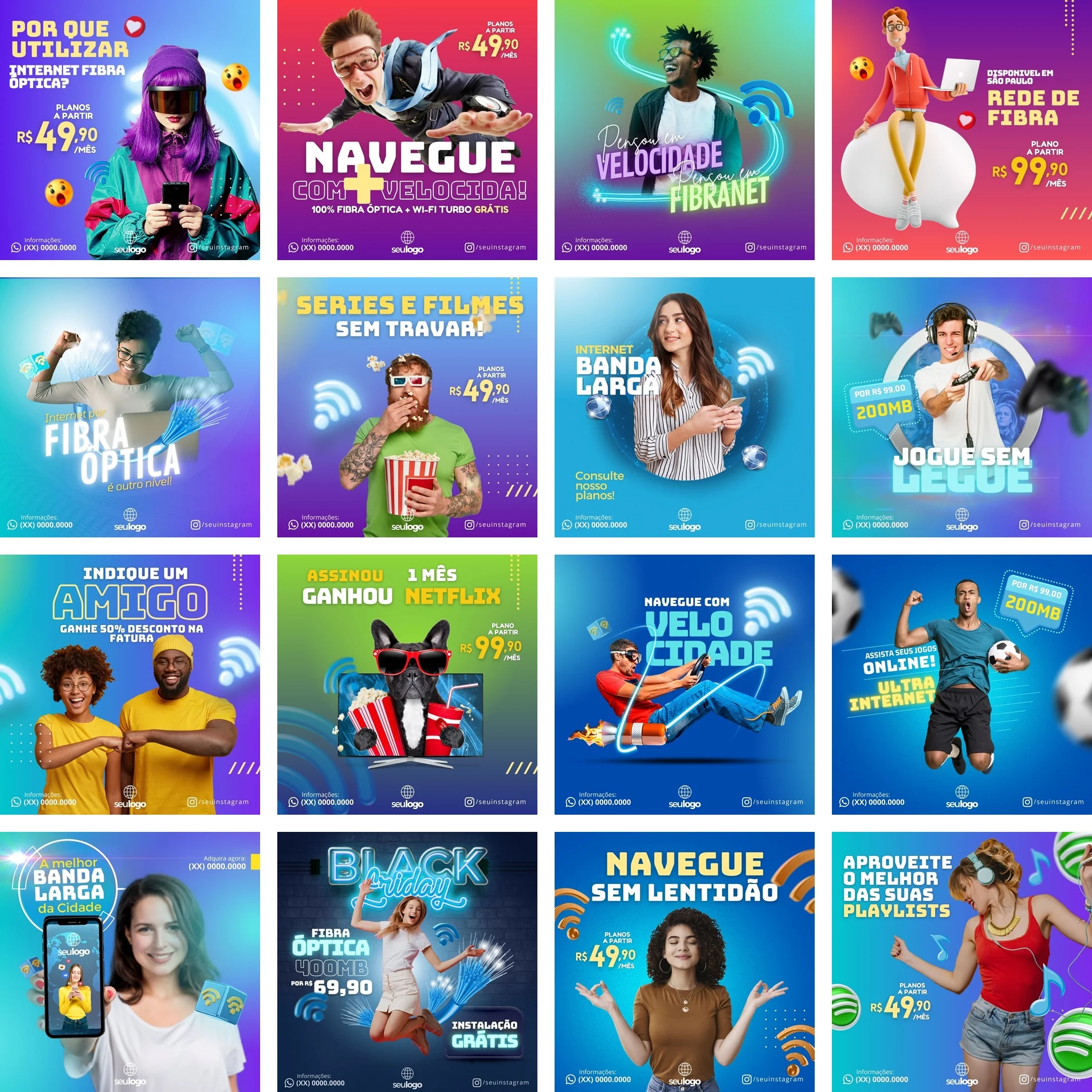 Modelos Canva Provedor de Internet 4.0 40 Templates Editáveis + Bônus 1 Modelos Canva Provedor de Internet 4.0 40 Templates Editáveis + Bônus