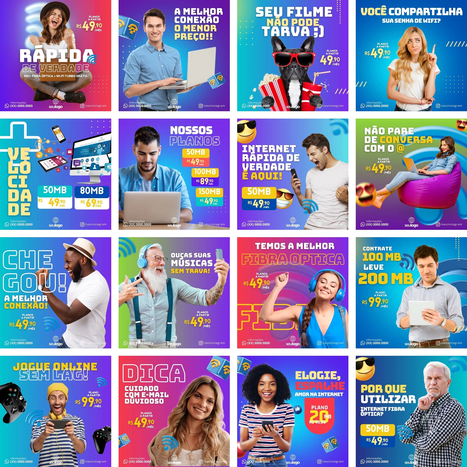 Modelos Canva Provedor de Internet 4.0 40 Templates Editáveis + Bônus 2 Modelos Canva Provedor de Internet 4.0 40 Templates Editáveis + Bônus
