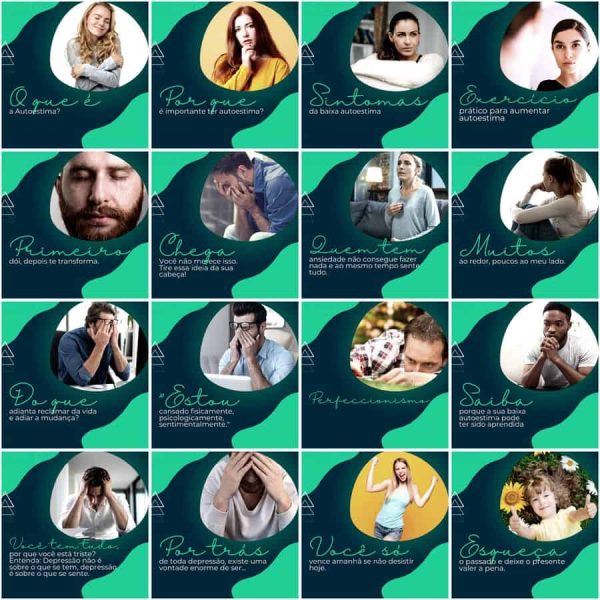 Modelos Canva Psicólogo Psicologia 200 Templates Editáveis + Legendas