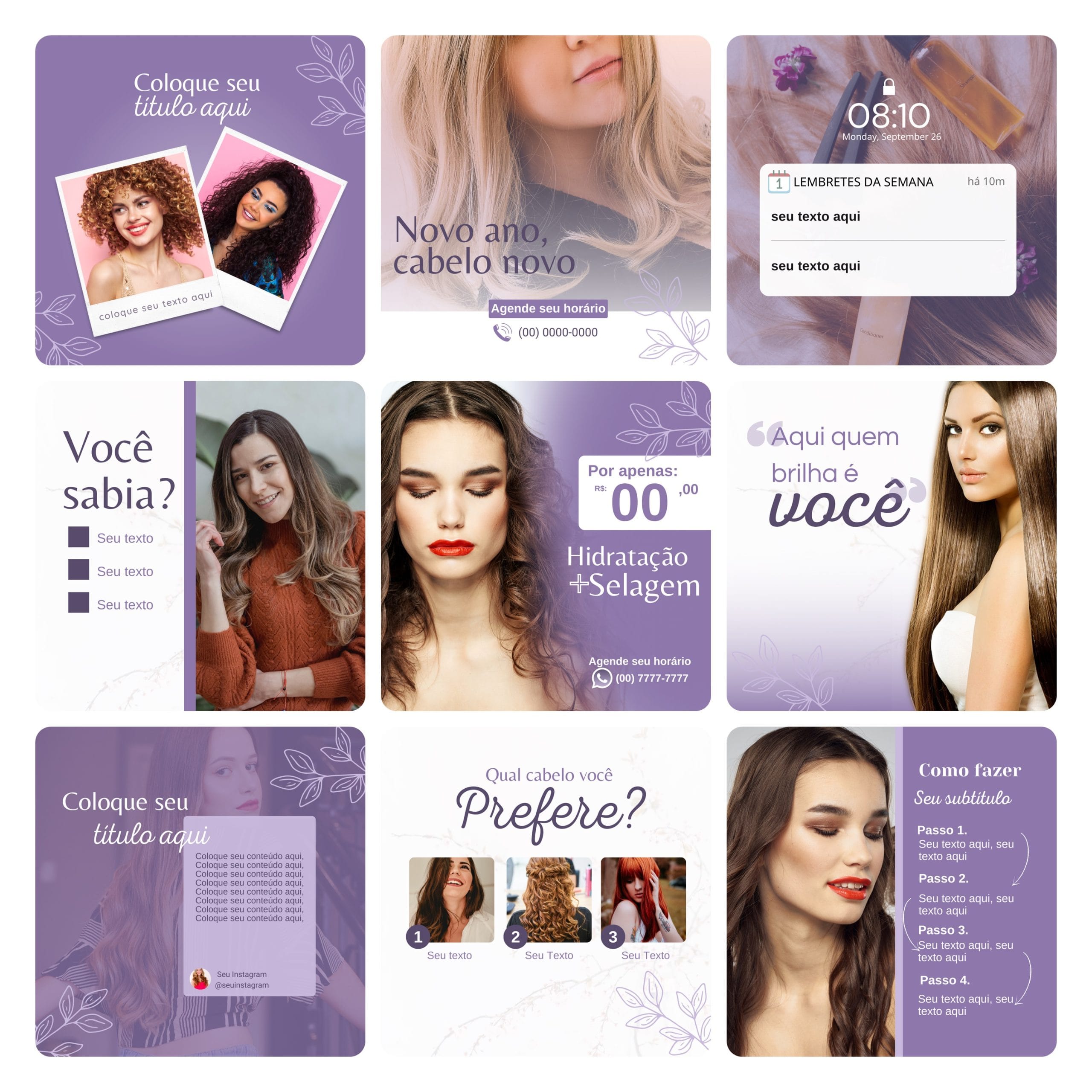 Modelos Canva Salão de Beleza 30 Templates Editáveis + Bônus 3 Modelos Canva Salão de Beleza 30 Templates Editáveis + Bônus