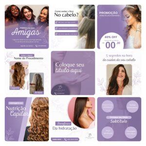 Modelos Canva Salão de Beleza 30 Templates Editáveis + Bônus