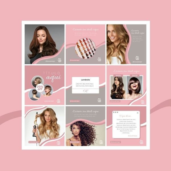 Modelos Canva Salão de Beleza Feminino 10 Templates Editáveis + Bônus