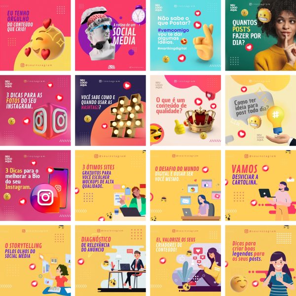 Modelos Canva Social Media Marketing Digital 40 Templates Editáveis + Bônus