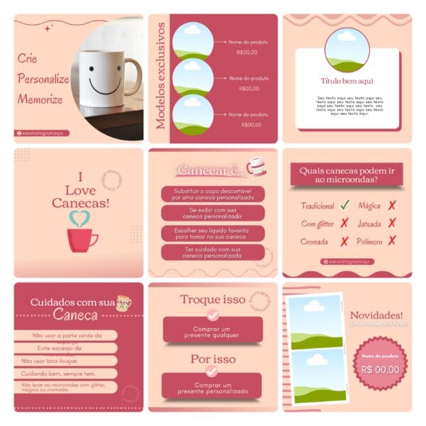 Modelos Canva Sublimação Loja de Personalizados 130 Templates Editáveis + Bônus