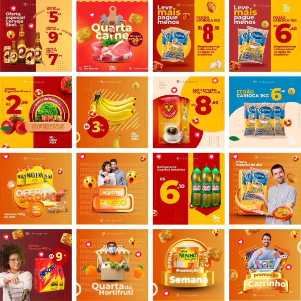 Modelos Canva Supermercado Mercado 32 Templates Editáveis + Bônus