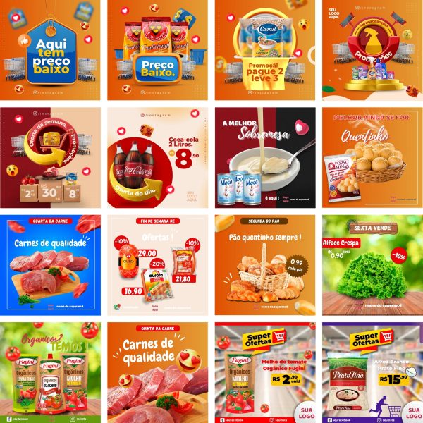 Modelos Canva Supermercado Mercado 32 Templates Editáveis + Bônus