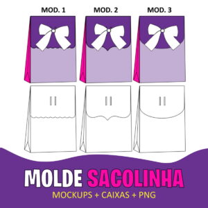 Molde de Sacolinha para Festa em PNG e Studio para Corte 32 Moldes Sacolinhas Arquivo Digital