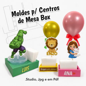 moldes centro mesa box arquivo digital studio pdf jpg