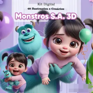 Monstros SA 3D PNG Kit Digital para Decoracao e Lembrancinhas
