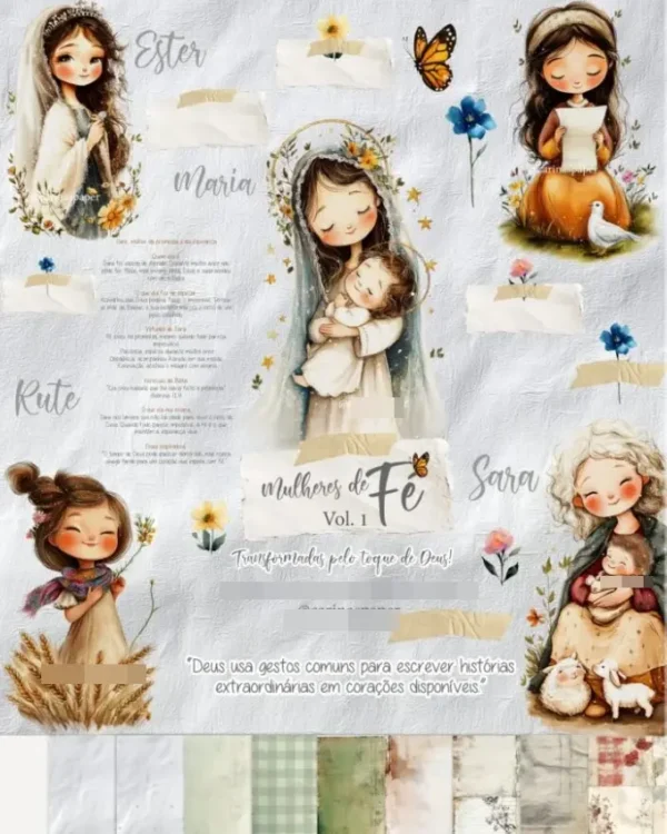 Mulheres de Fé - Kit Digital para Sublimação e Scrapbooking