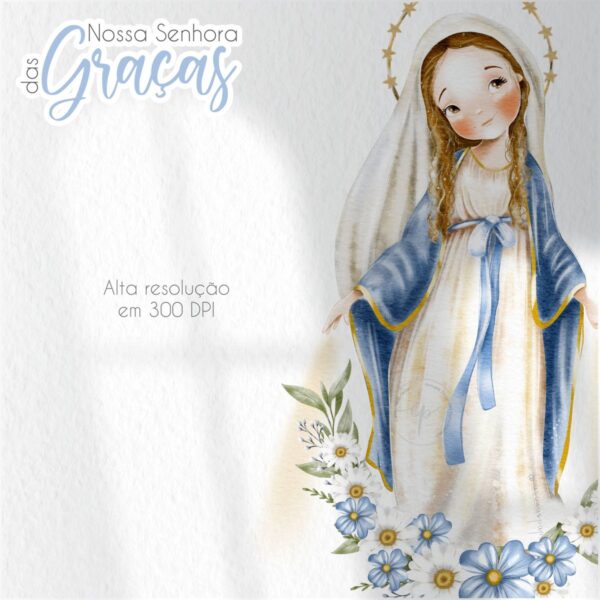Nossa Senhora das Graças V2 Santinhos para Personalizados